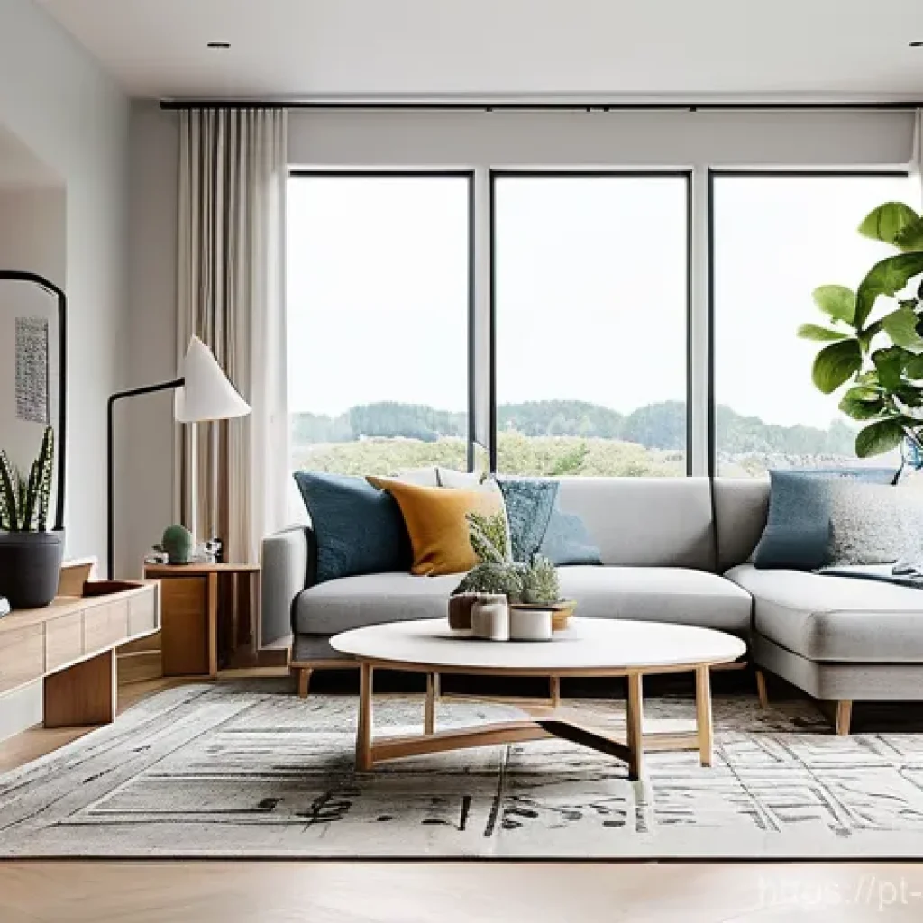 공간디자이너가 사용하는 소프트웨어 - **Prompt:** A modern, Scandinavian-inspired living room filled with natural light streaming through ...
