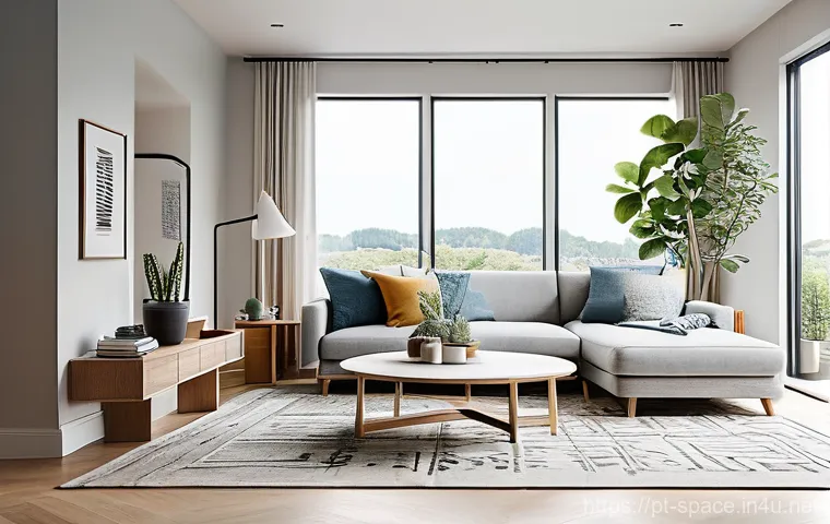 공간디자이너가 사용하는 소프트웨어 - **Prompt:** A modern, Scandinavian-inspired living room filled with natural light streaming through ...