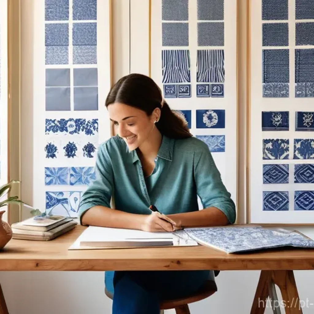 공간디자인 실무에서의 체크리스트 - **A Creative Planning Hub with Portuguese Charm:**
"An interior designer, a woman in her late 20...