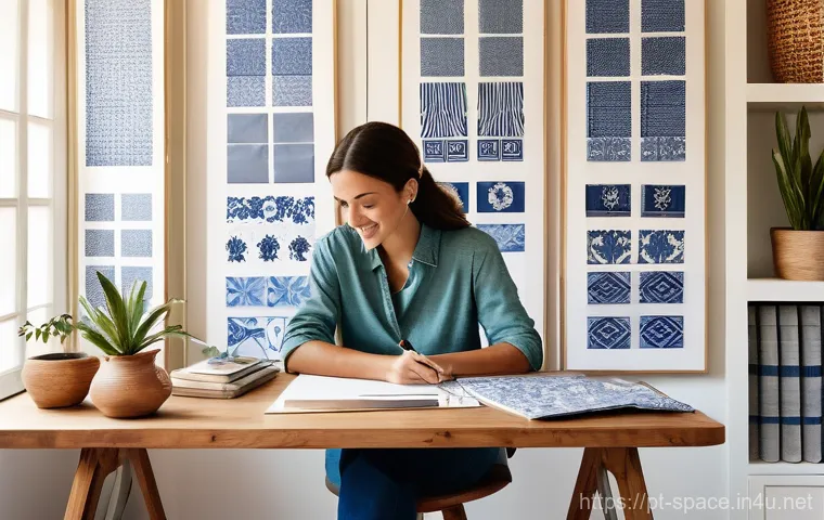 공간디자인 실무에서의 체크리스트 - **A Creative Planning Hub with Portuguese Charm:**
"An interior designer, a woman in her late 20...